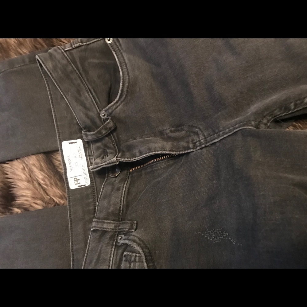 Free People Black Denim jeans with fringe